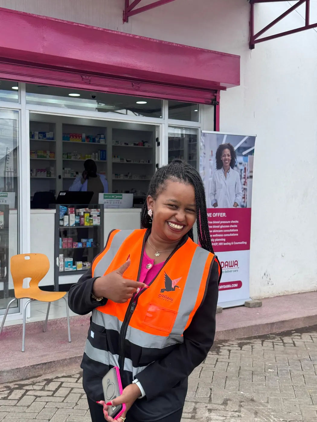 Origami Tech field engineer at a MyDawa pharmacy