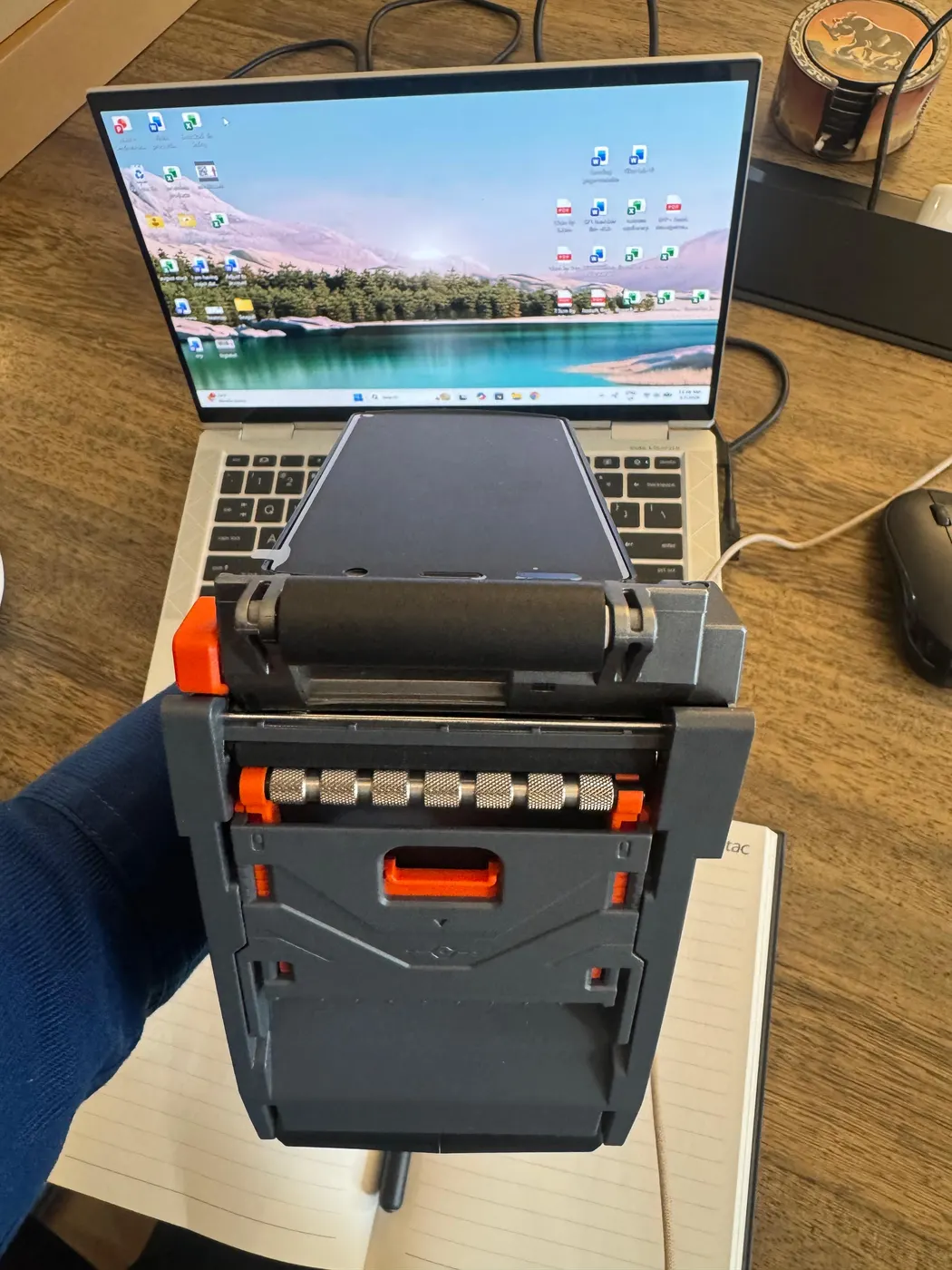 Rugged handheld device used during setup